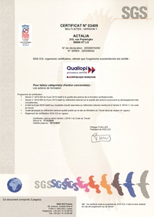 ACTALIA - Certificat 03409 - QUALIOPI -